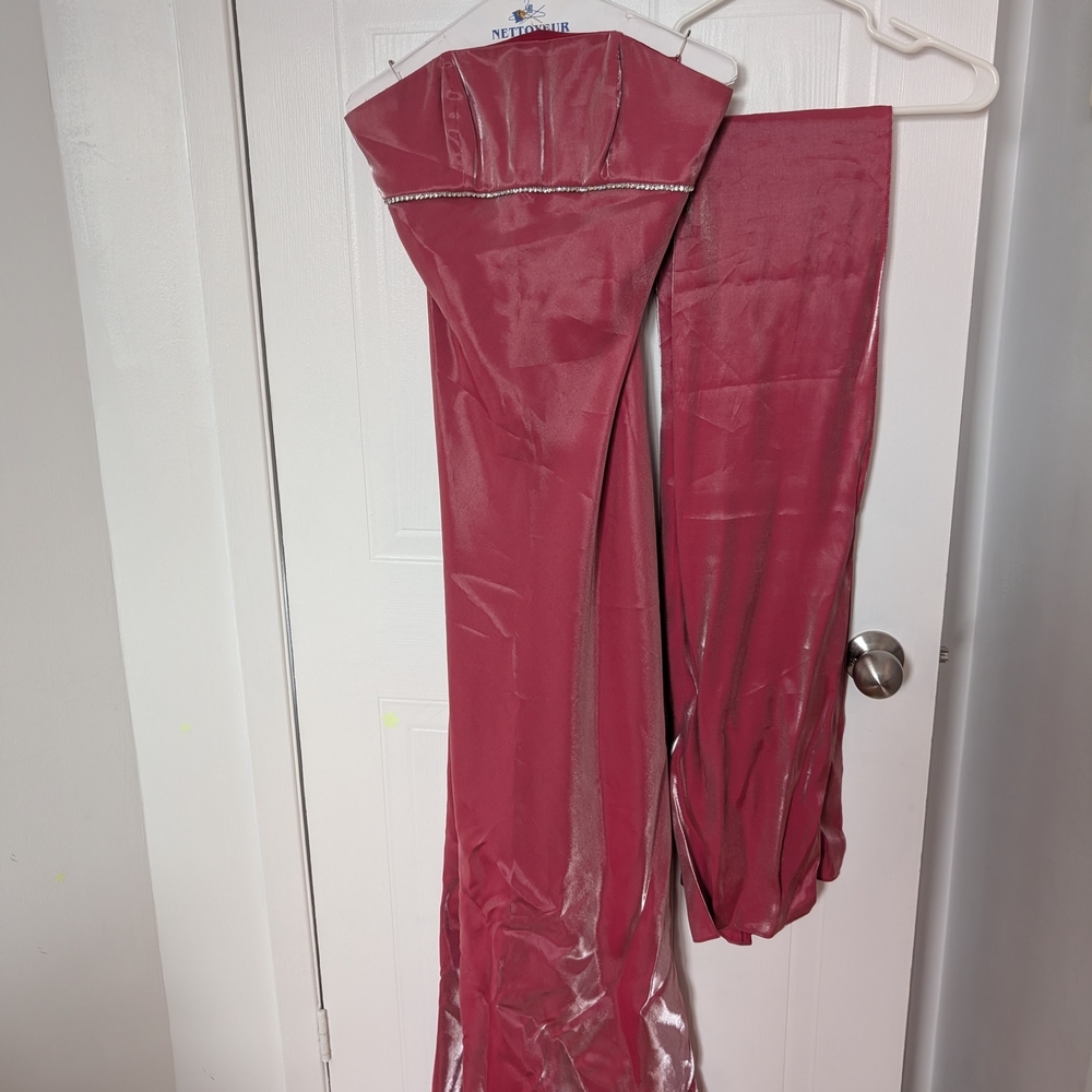 Strapless Pink Prom Dress With Shawl
